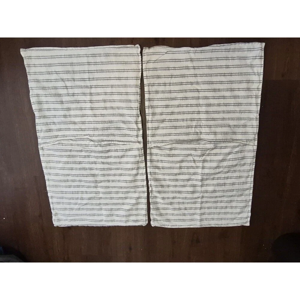 INUP Home Fine Linens Set Of 2 35x30 100% Cotton Gray Striped Sustainable